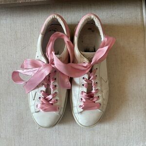 Women's White and Pink Sneakers